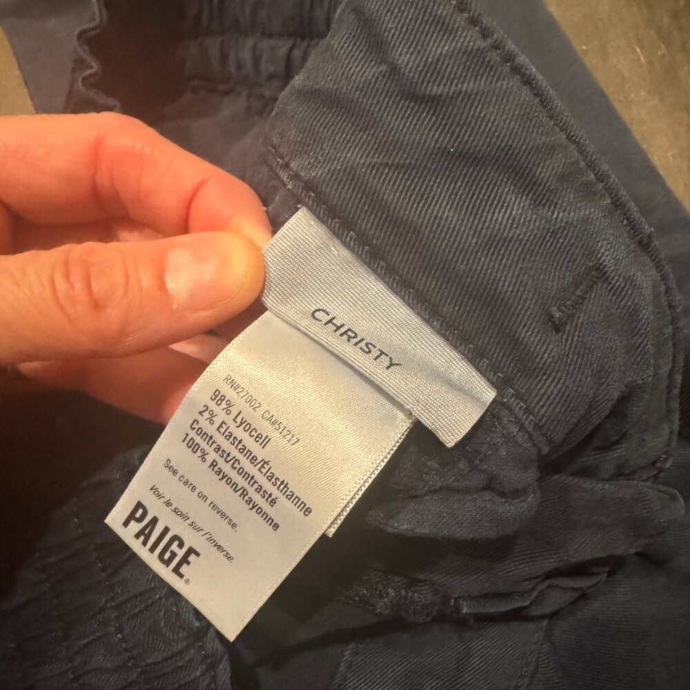PAIGE Christy Navy Drawstring Waist Pants Women's Size 25 - Picture 5 of 13